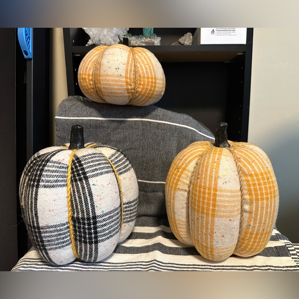 Plaid Fabric Pumpkins Trio